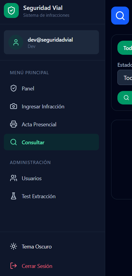 Sistema de Seguridad Vial Municipal - Screenshot 1